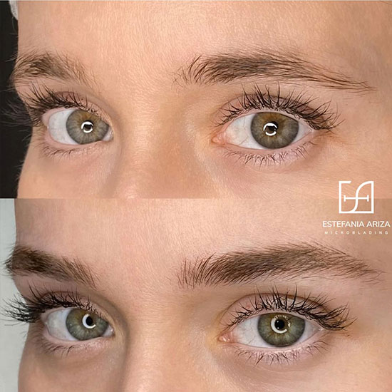 Micropigmentación de cejas rubias natural