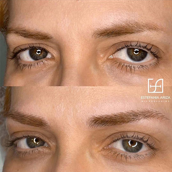 Micropigmentación de cejas rubias natural
